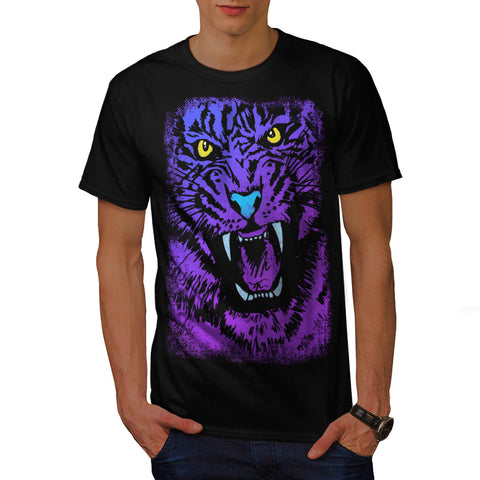 Purple Tiger Attack Mens T-Shirt