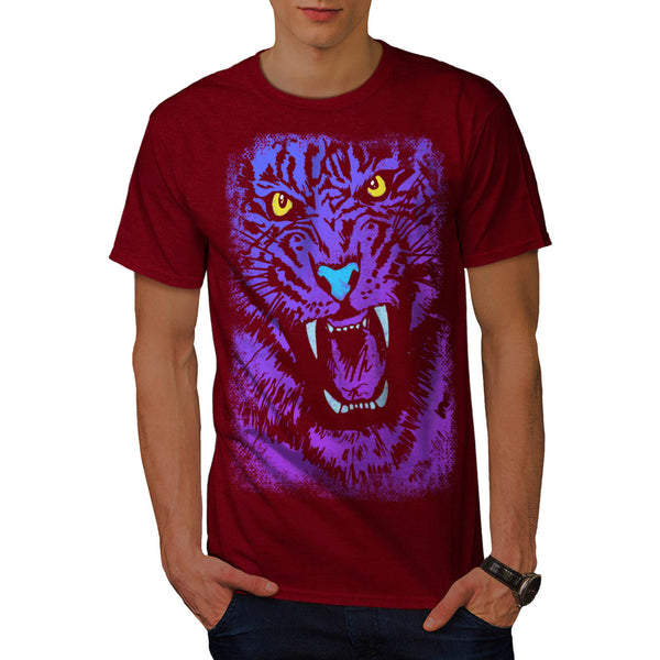 Purple Tiger Attack Mens T-Shirt
