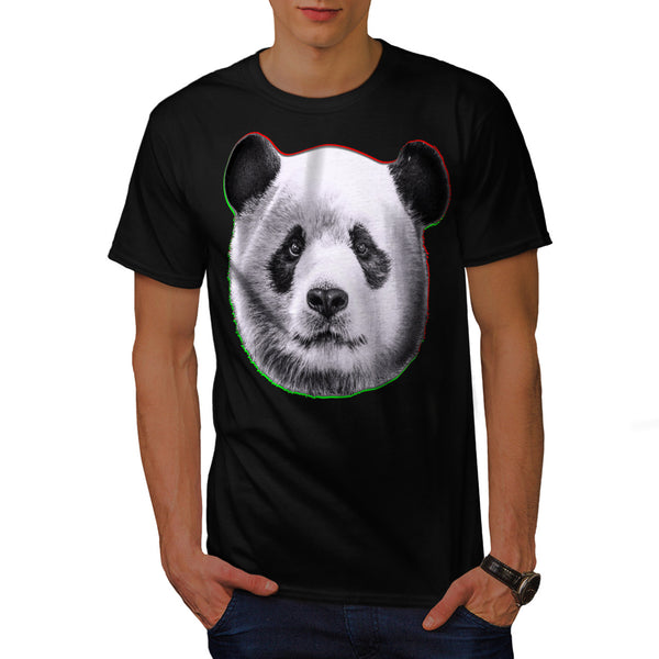 Cracked Wood Panda Mens T-Shirt