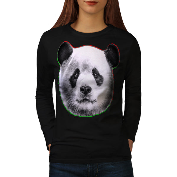 Cracked Wood Panda Womens Long Sleeve T-Shirt