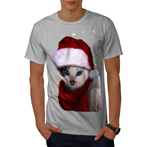 Xmas Cute Kitten Cat Mens T-Shirt