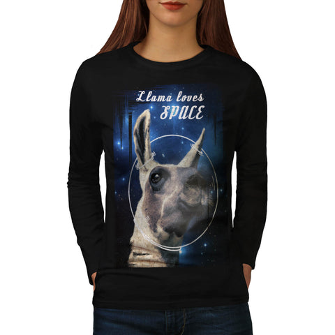 Lama Love Space Fun Womens Long Sleeve T-Shirt