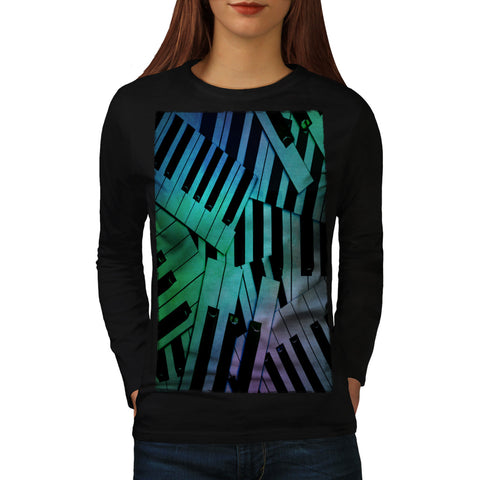 Keybord Play Music Womens Long Sleeve T-Shirt