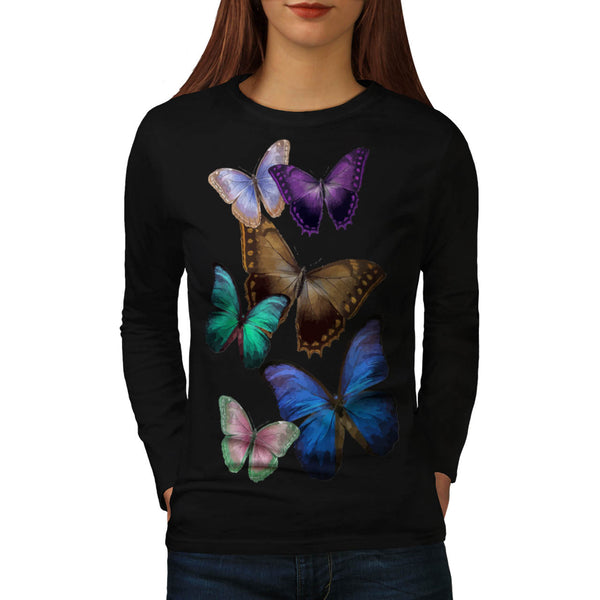 Butterfly Multicolor Womens Long Sleeve T-Shirt