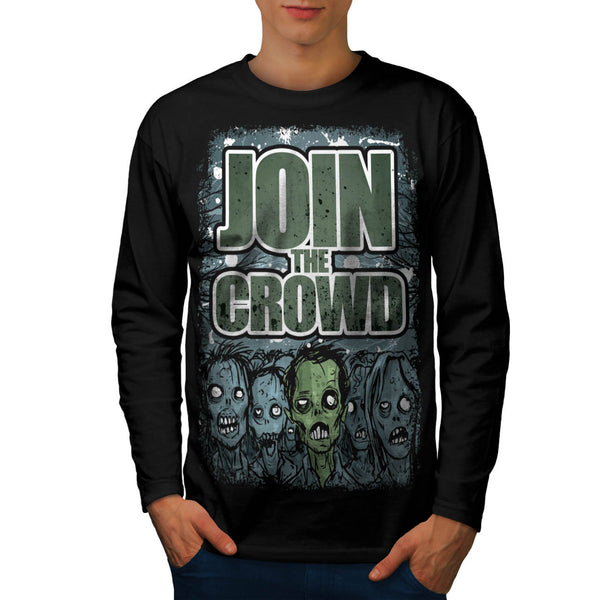 Zombie Monster Crowd Mens Long Sleeve T-Shirt