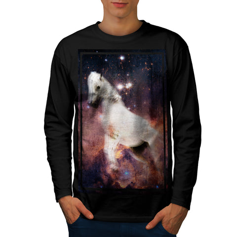 White Space Horse Mens Long Sleeve T-Shirt
