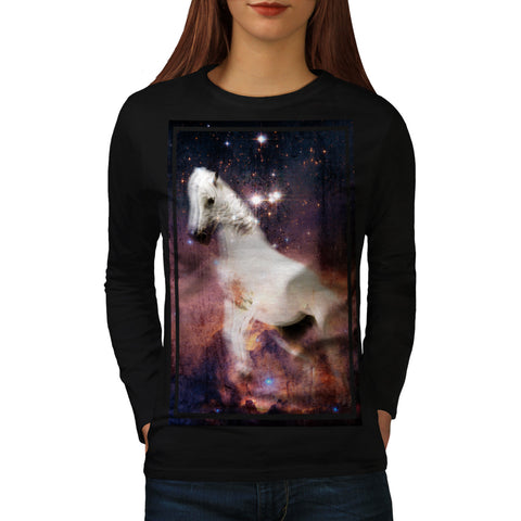 White Space Horse Womens Long Sleeve T-Shirt