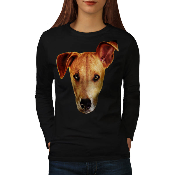 Doggy Head Ear Lift Womens Long Sleeve T-Shirt