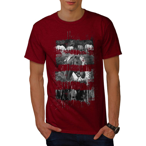 Horse Pack Striped Mens T-Shirt