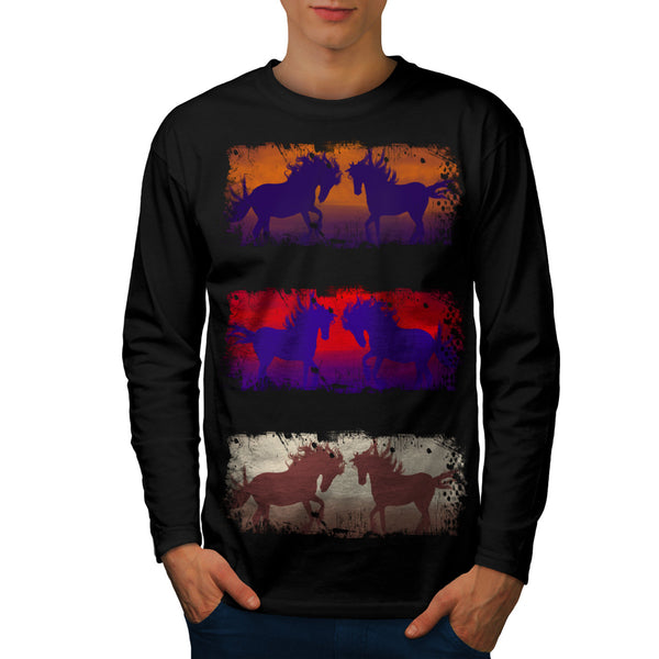 Wild Stallion Print Mens Long Sleeve T-Shirt
