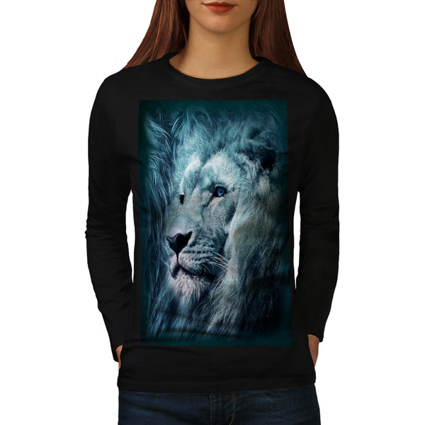Mighty Lion Face Womens Long Sleeve T-Shirt