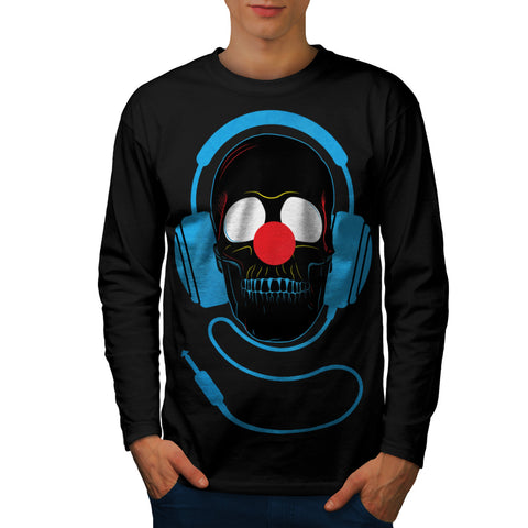 Headphone Skull Face Mens Long Sleeve T-Shirt