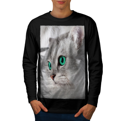 Cute Looking Kitten Mens Long Sleeve T-Shirt