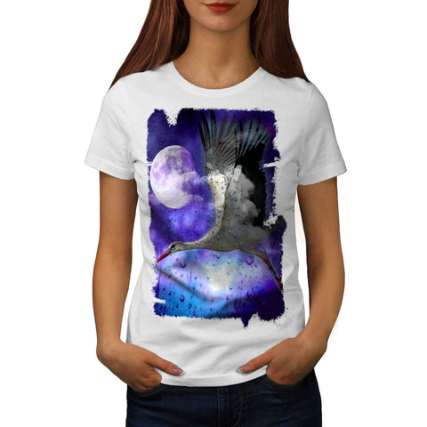 Moonlight Stork Fly Womens T-Shirt