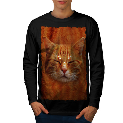 Happy Kitten Head Mens Long Sleeve T-Shirt