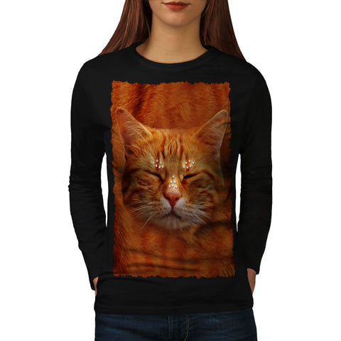 Happy Kitten Head Womens Long Sleeve T-Shirt