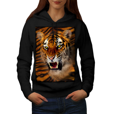 Furious Tiger Look Womens Hoodie