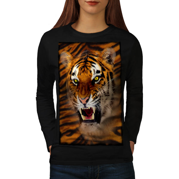 Furious Tiger Look Womens Long Sleeve T-Shirt