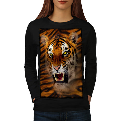 Furious Tiger Look Womens Long Sleeve T-Shirt