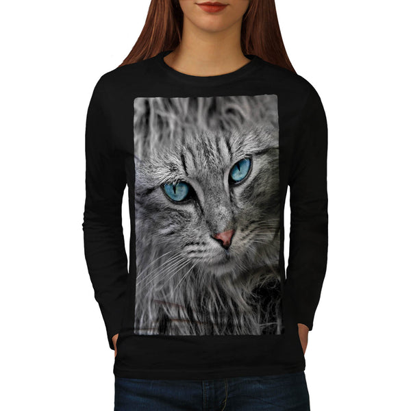Majestic Kitten Face Womens Long Sleeve T-Shirt