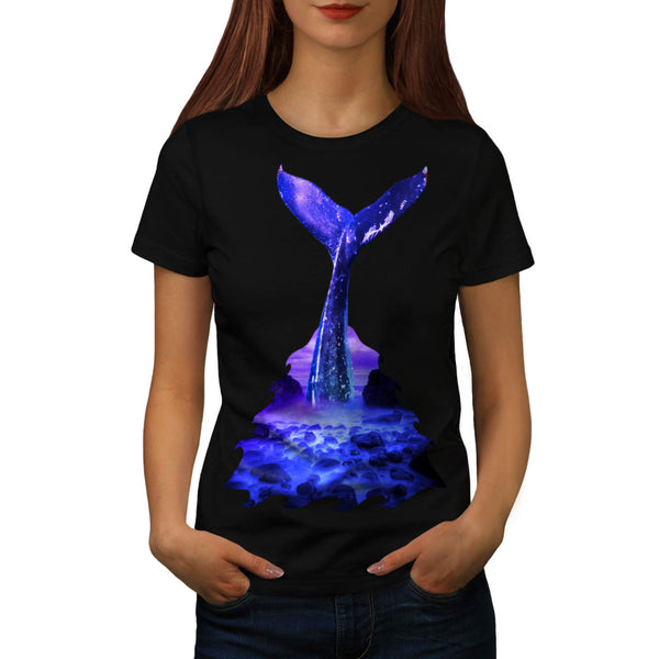 Blue Whale Diving Womens T-Shirt