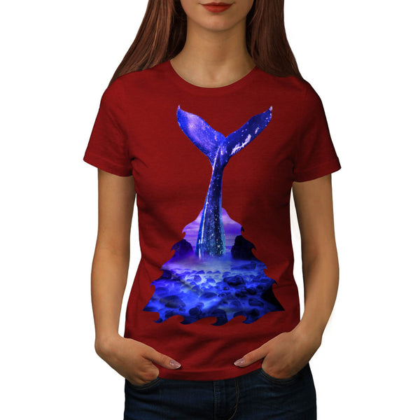 Blue Whale Diving Womens T-Shirt