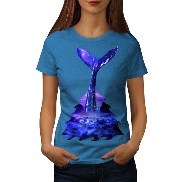 Blue Whale Diving Womens T-Shirt