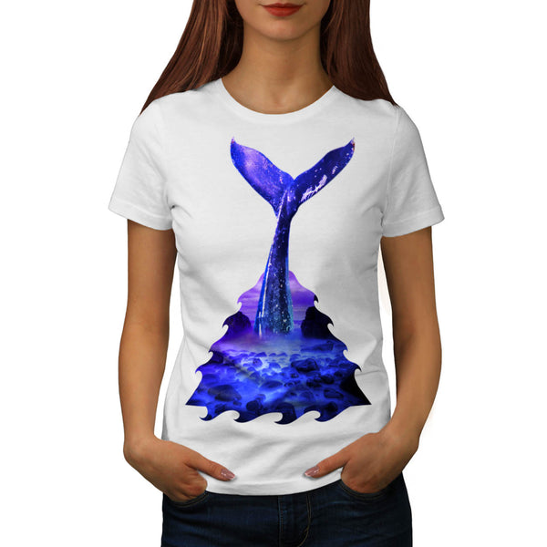 Blue Whale Diving Womens T-Shirt