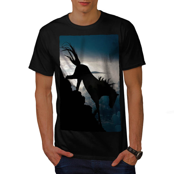 Horse Climbing Hill Mens T-Shirt