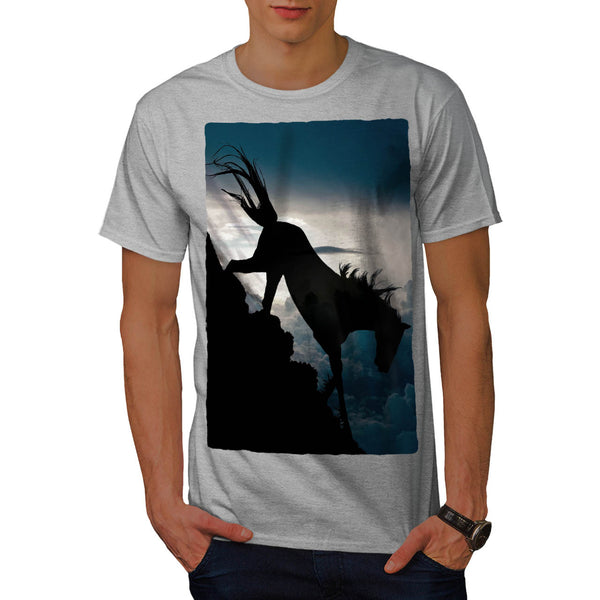 Horse Climbing Hill Mens T-Shirt