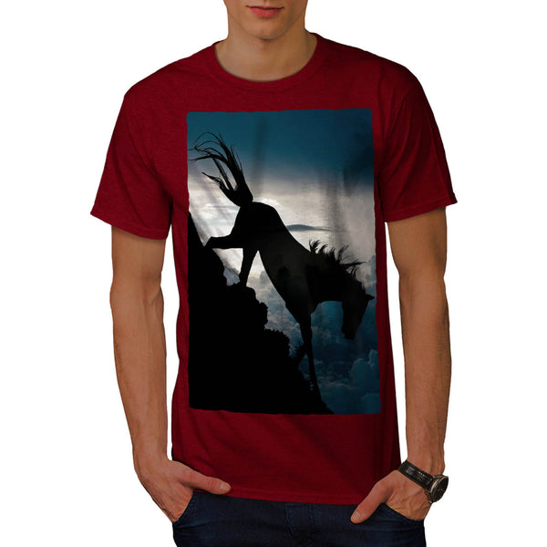 Horse Climbing Hill Mens T-Shirt