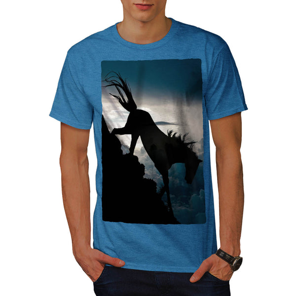 Horse Climbing Hill Mens T-Shirt