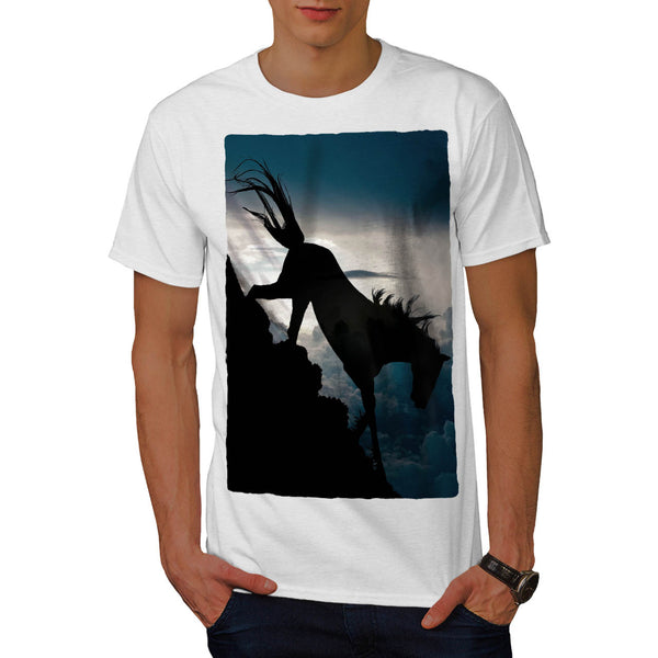 Horse Climbing Hill Mens T-Shirt