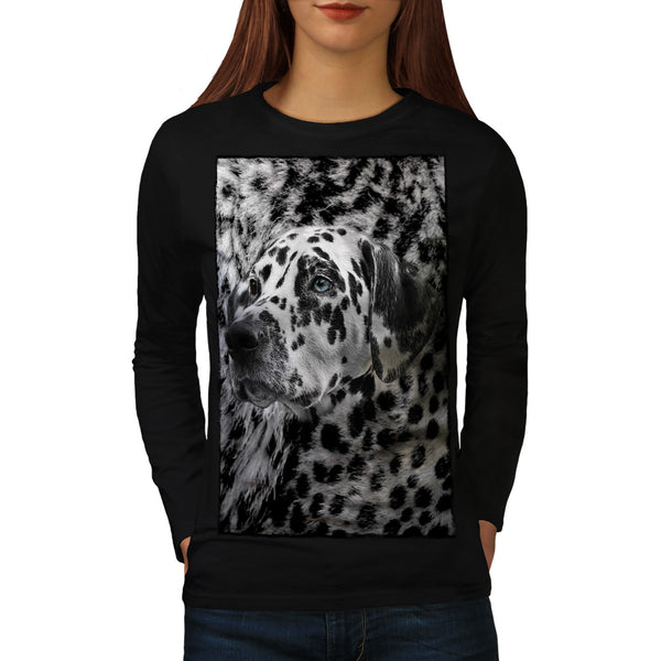 Dalmatian Dog Face Womens Long Sleeve T-Shirt
