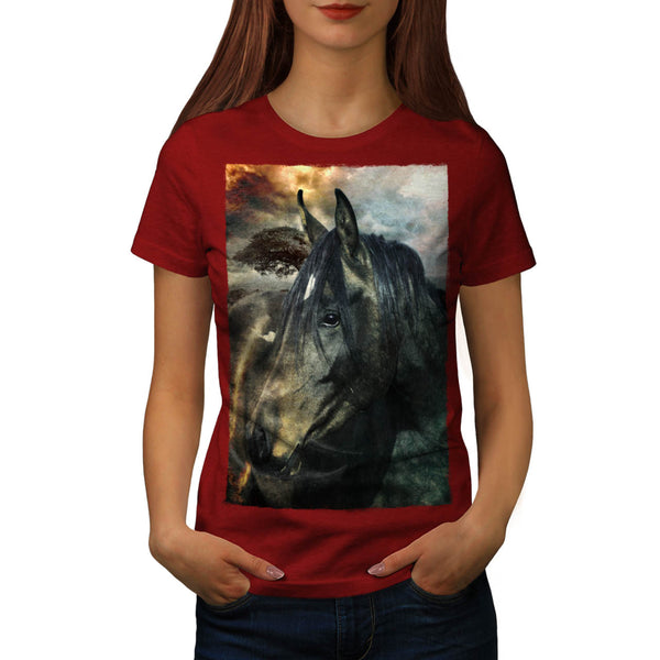 Wild Stallion Head Womens T-Shirt