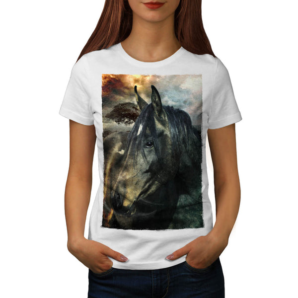 Wild Stallion Head Womens T-Shirt