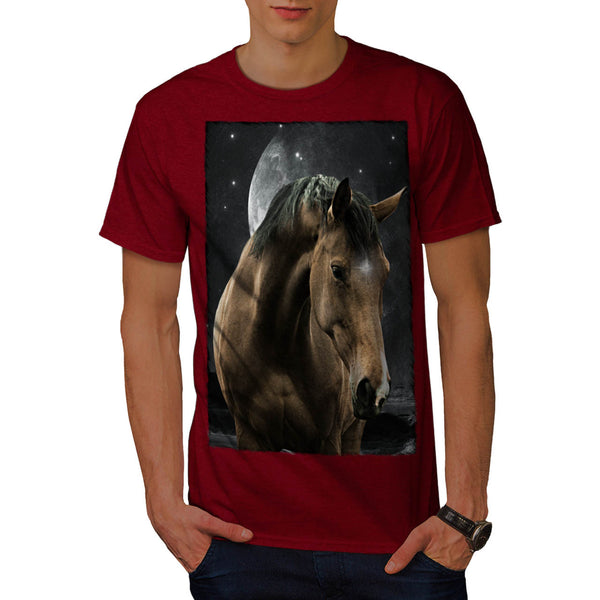 Cosmic Moon Horse Mens T-Shirt