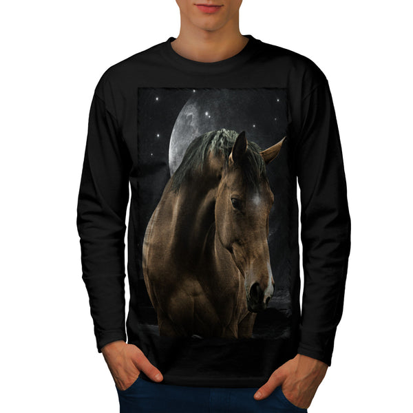 Cosmic Moon Horse Mens Long Sleeve T-Shirt