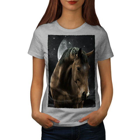 Cosmic Moon Horse Womens T-Shirt