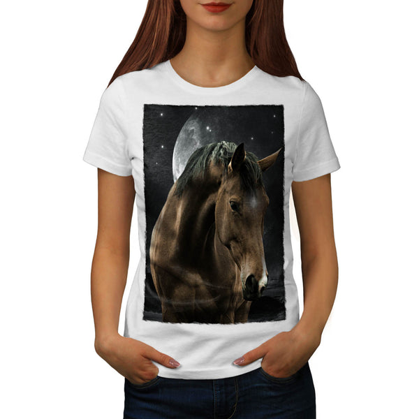 Cosmic Moon Horse Womens T-Shirt