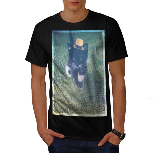 Curious Kitty Walk Mens T-Shirt