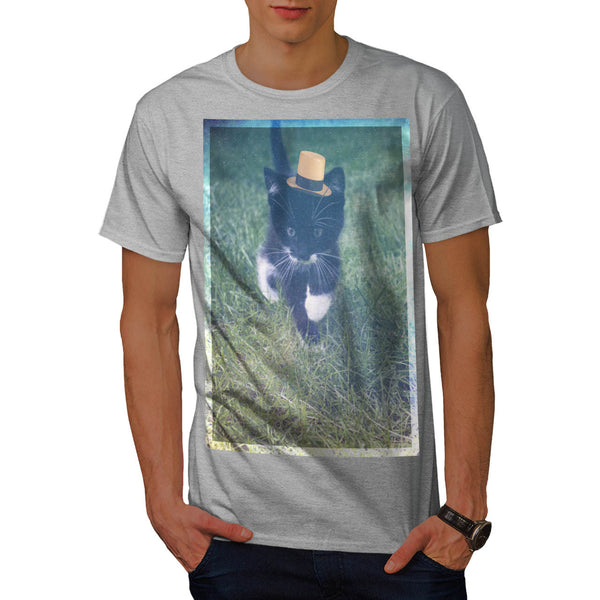 Curious Kitty Walk Mens T-Shirt