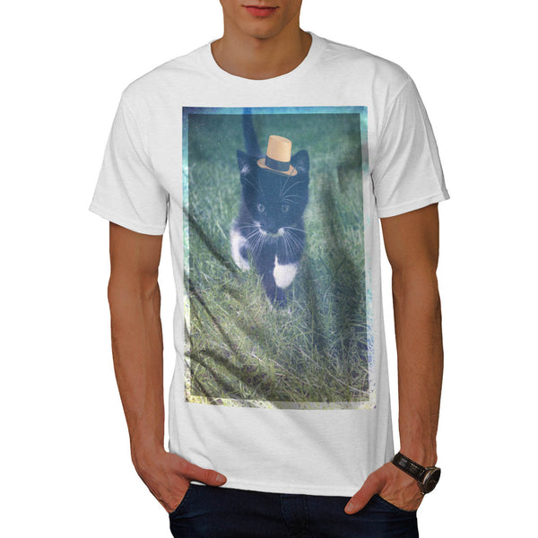 Curious Kitty Walk Mens T-Shirt