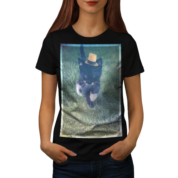 Curious Kitty Walk Womens T-Shirt