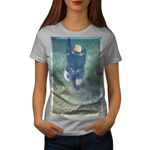 Curious Kitty Walk Womens T-Shirt