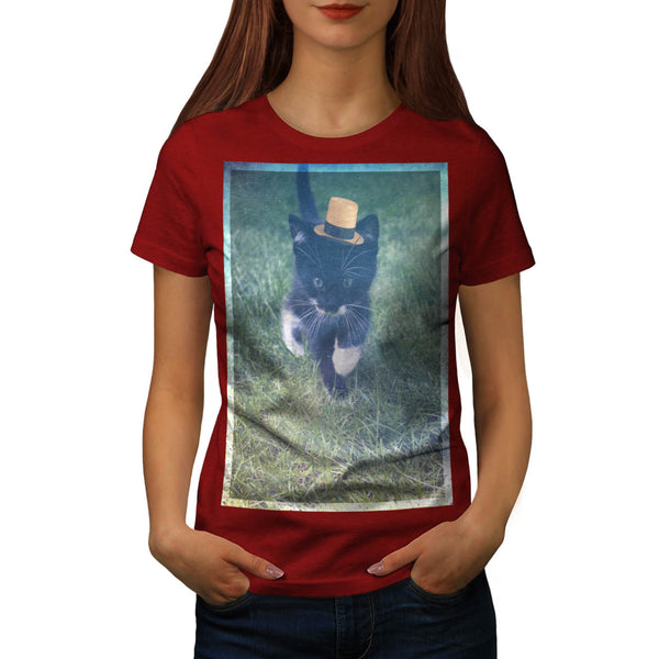 Curious Kitty Walk Womens T-Shirt