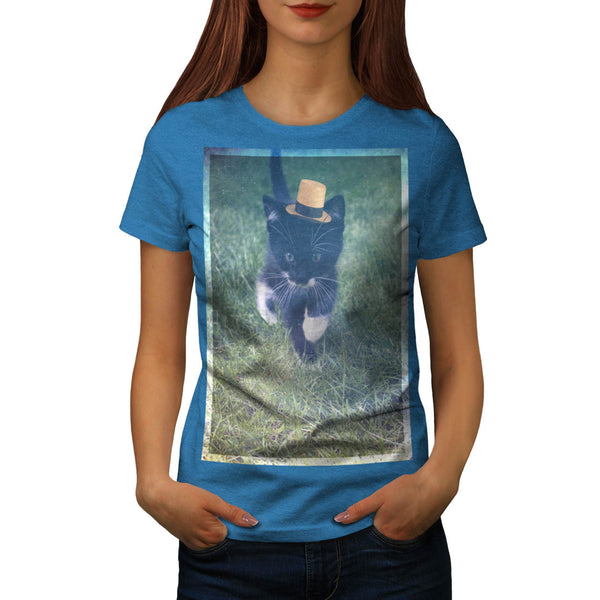 Curious Kitty Walk Womens T-Shirt