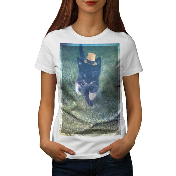 Curious Kitty Walk Womens T-Shirt