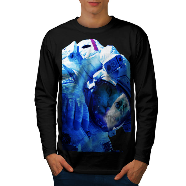 Kitty Cat Astronaut Mens Long Sleeve T-Shirt