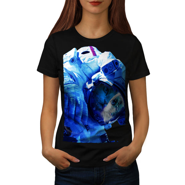 Kitty Cat Astronaut Womens T-Shirt